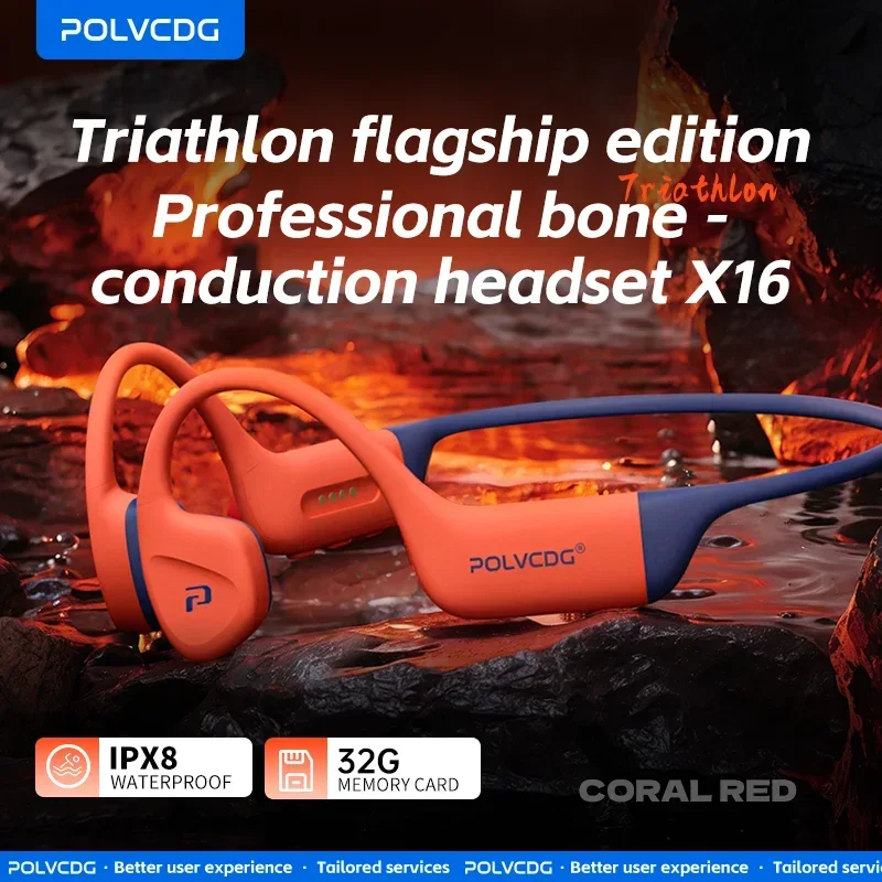 POLVCDG Bone Conduction Earphones IPX8 Waterproof 32GB Memory Bluetooth 5.4 Silicone Material 2024 New Product X16 — AliExpress 어필리에이트 제품 사진 (평점 4.75)
