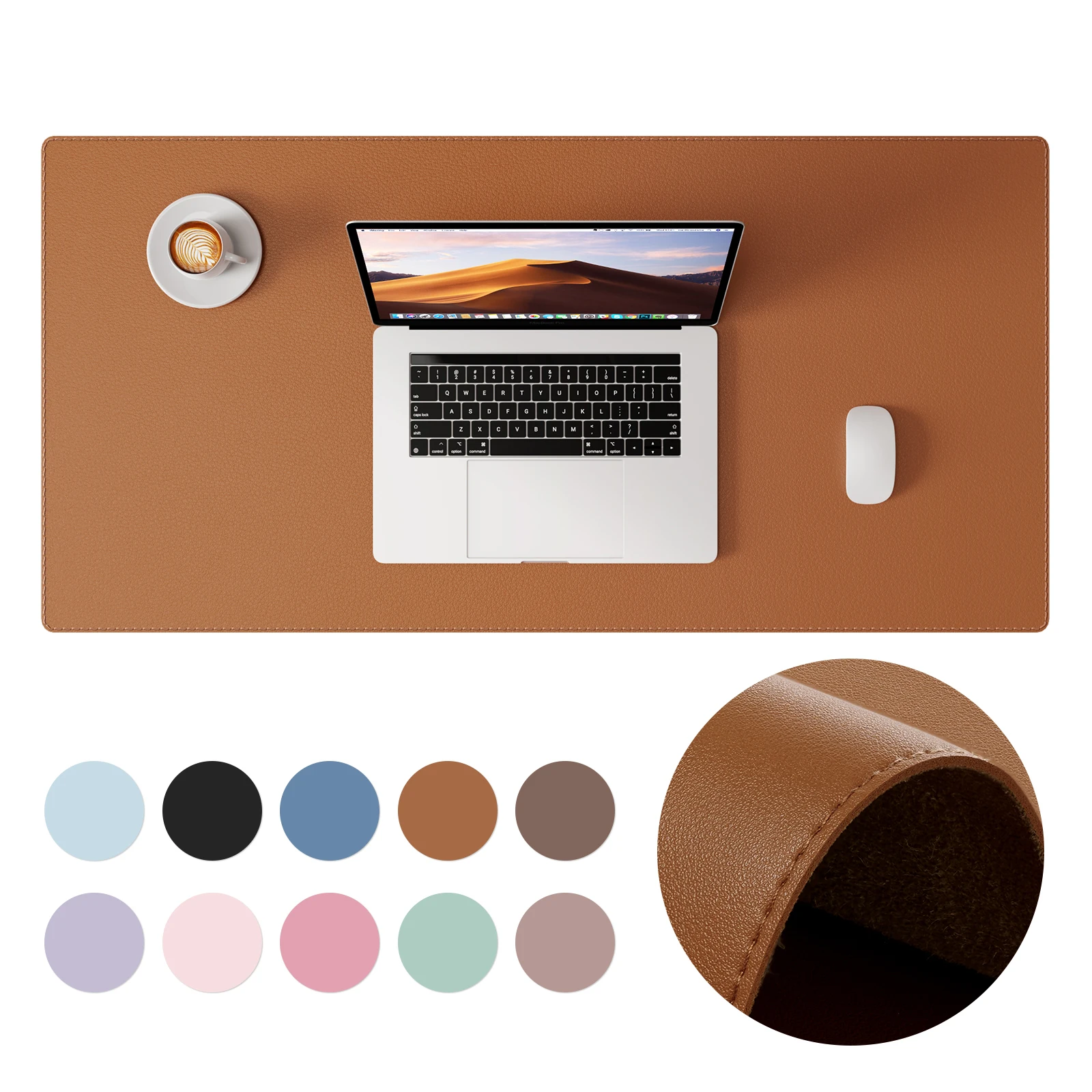 Stitched Edge Desk Pad — Non-Slip PU Leather Large Office Mat (책상 매트 베스트셀러) — AliExpress 어필리에이트 제품 사진 (평점 4.8)