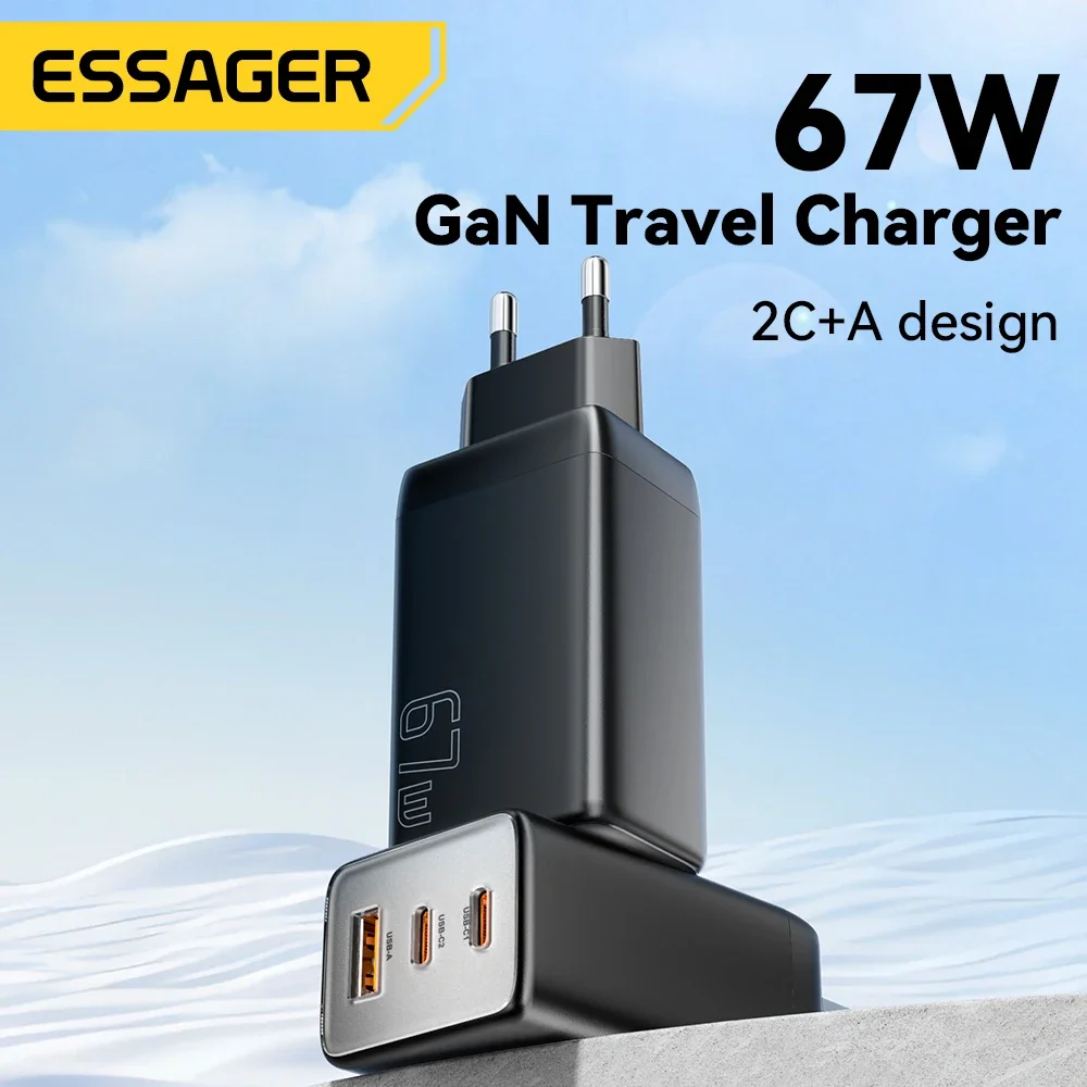 Essager 67W GaN USB-C Charger PD 3.0 QC 3.0 Fast Charge for iPhone 16 15 Pro Max Xiaomi Samsung Huawei Laptops — AliExpress 어필리에이트 제품 사진 (평점 4.82)