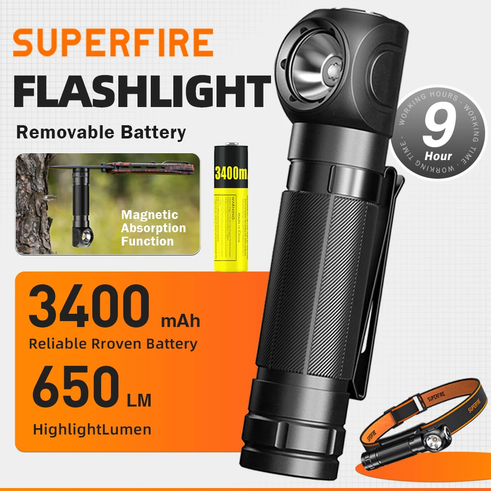 2026 SUPERFIRE TH04 LED Headlamp Type C Rechargeable Headlight 18650 Head Flashlight with Indicator Magnet Tail Camping Lantern — AliExpress 어필리에이트 제품 사진 (평점 4.8)