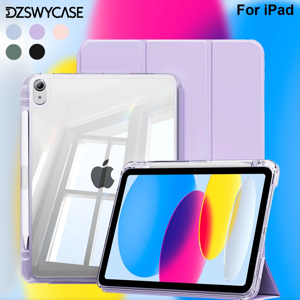 Clear Case for iPad 10th 10.9 A16 11th Air 11 13 M2 M3 Pro 11 12.9 13 M4 Mini7 6 9/8/7th 10.2 6/5th 9.7 with Pencil Holder Cover — AliExpress 어필리에이트 제품 사진 (평점 4.65)