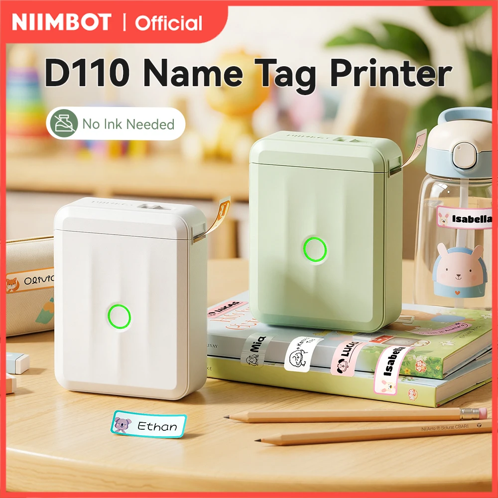 NIIMBOT D110 Upgraded Version Thermal Label Printer Mini Portable Name Tag Label Maker With Tape for Office Home Kitchen School — AliExpress 어필리에이트 제품 사진 (평점 4.88)