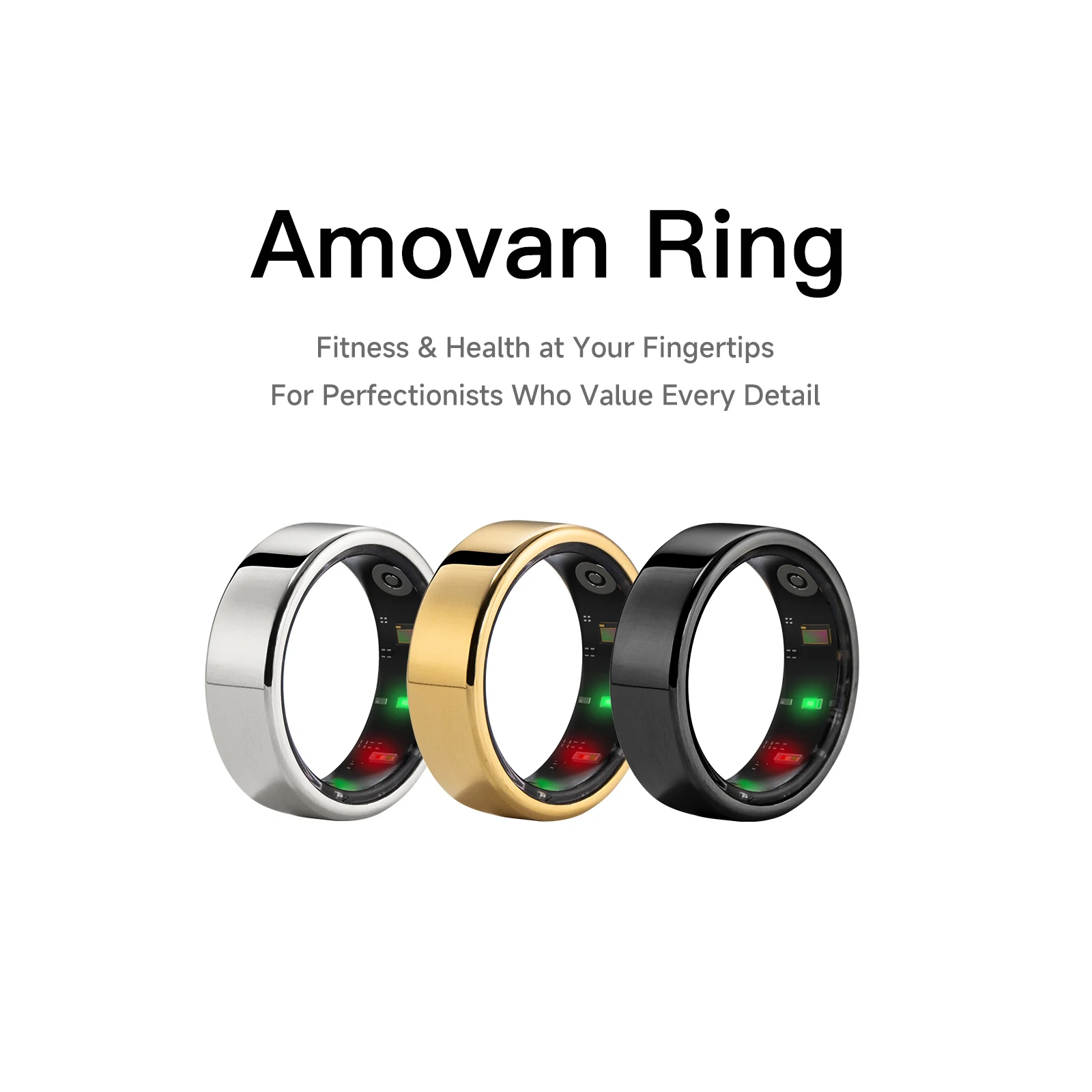 아모반 노바(Amovan Nova) 스마트링 — GPS·심박·혈중산소·스트레스·수면·체온 측정 명상 링 — AliExpress 어필리에이트 제품 사진 (평점 4.57)