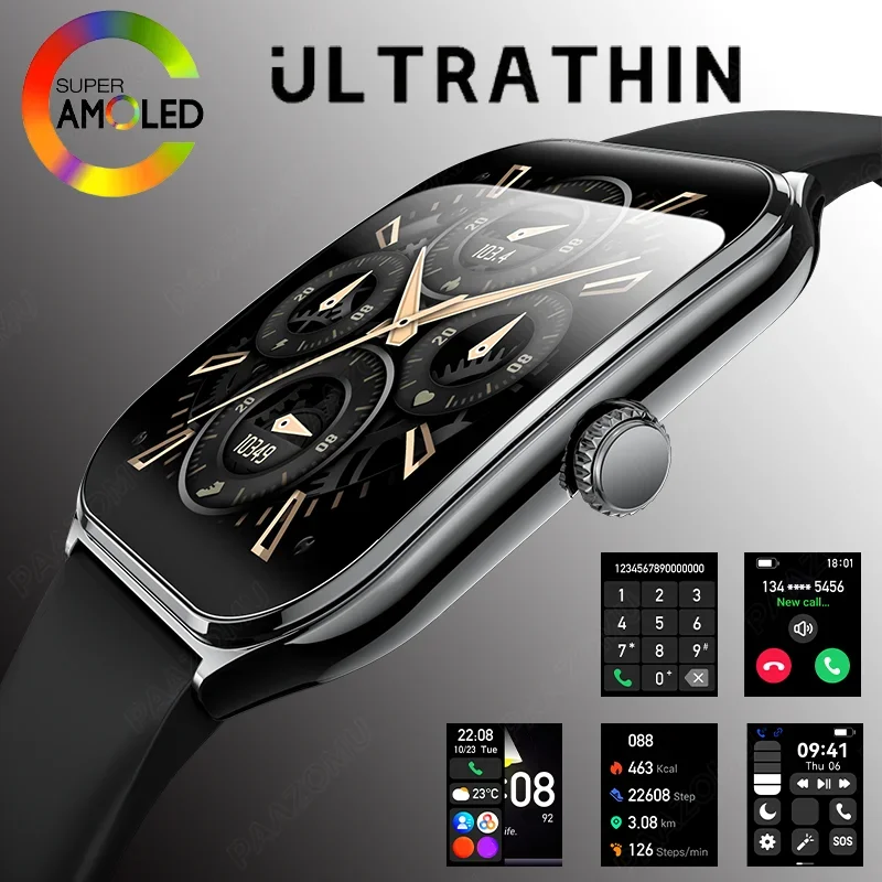 1.96" AMOLED HD 스마트워치 (Always On · 블루투스 통화 · IP67) — 건강웨어러블 분야 베스트 — AliExpress 어필리에이트 제품 사진 (평점 4.63)