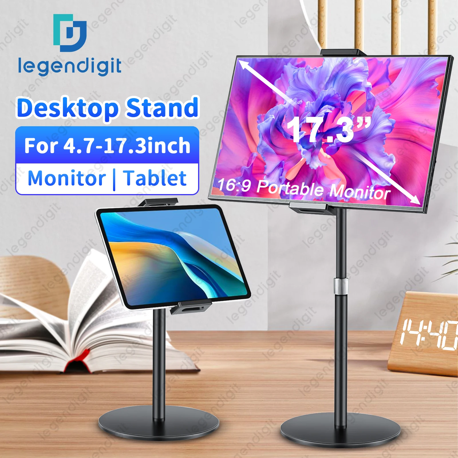 Tablet Stand Holder for iPad Portable Monitor Desk Stand Adjustable Height Heavy Base Tablet Bracket for Screen Kindle Display — AliExpress 어필리에이트 제품 사진 (평점 4.85)