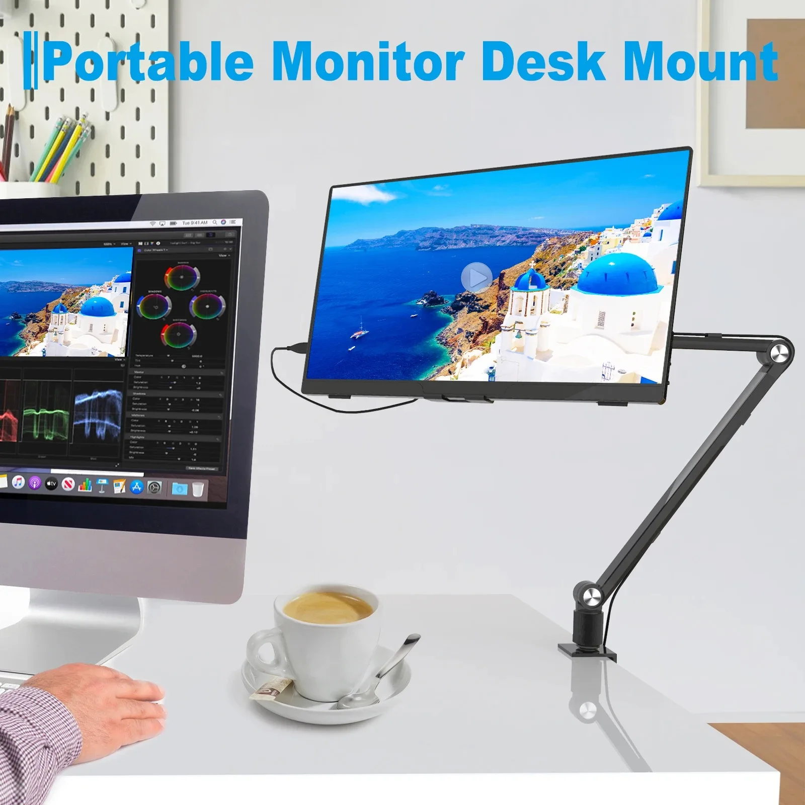 2025 Tablet Stand Holder for iPad Portable Monitor Stand Desk Mount for 15.6 16 inch Screen Aluminum Long Arm with Rotating — AliExpress 어필리에이트 제품 사진 (평점 4.71)