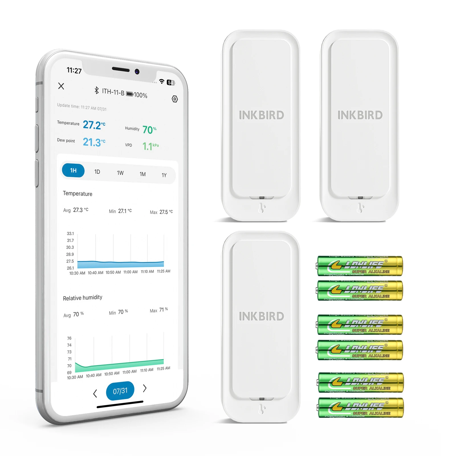 INKBIRD ITH-11-B Bluetooth Thermo-hygrometer, IP65 Temperature Humidity Monitor, APP Remote Connection — AliExpress 어필리에이트 제품 사진 (평점 4.81)
