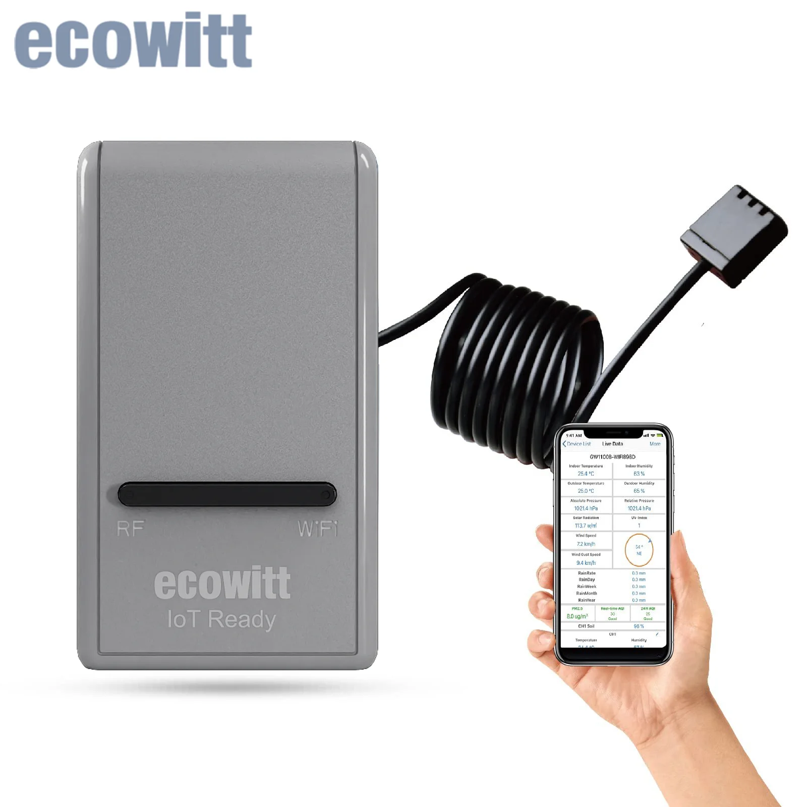 Ecowitt GW1200 Wi-Fi Hub Gateway - Built-in Thermometer Hygrometer Barometric Pressure Sensor — AliExpress 어필리에이트 제품 사진 (평점 4.98)