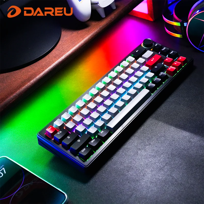 DAREU 2.4G Wireless Mechanical Gaming Keyboard 4000mAh Red Switch All Key Non-conflict Rainbow Lighting with Multifunction Knob — AliExpress 어필리에이트 제품 사진 (평점 4.92)